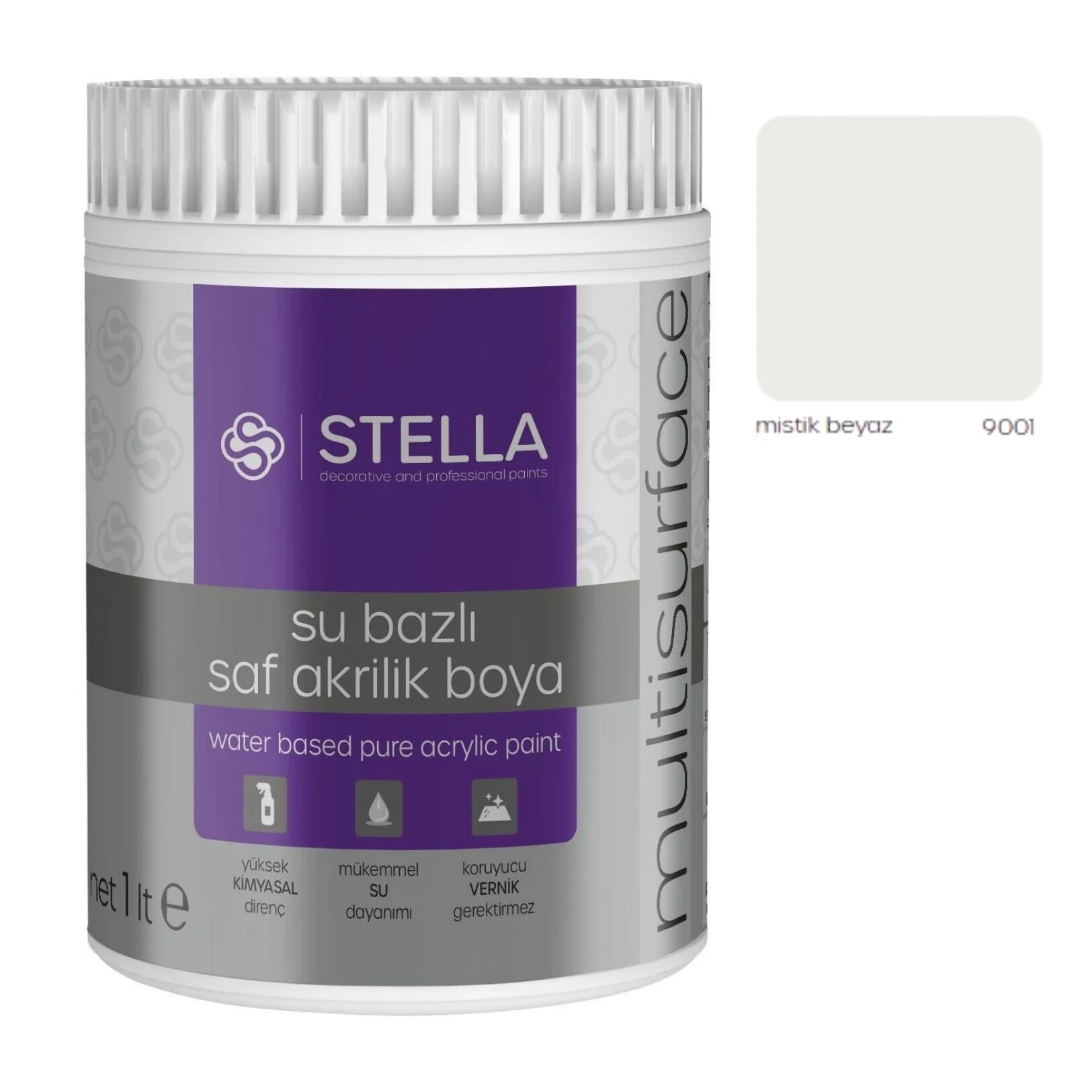 Stella Su Bazlı Saf Akrilik Boya 1 Litre Mistik Beyaz