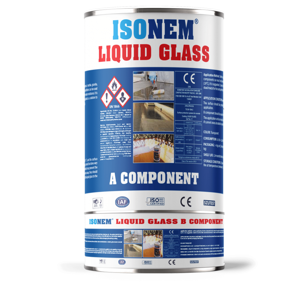 Isonem Liquid Glass Şeffaf Su Yalıtımı 2 KG | Çift Bileşenli