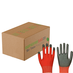 Kaliteli Kırmızı İş Eldiveni Koli (20 Çift + 5 Çift Hediye) | Lateks Kaplama