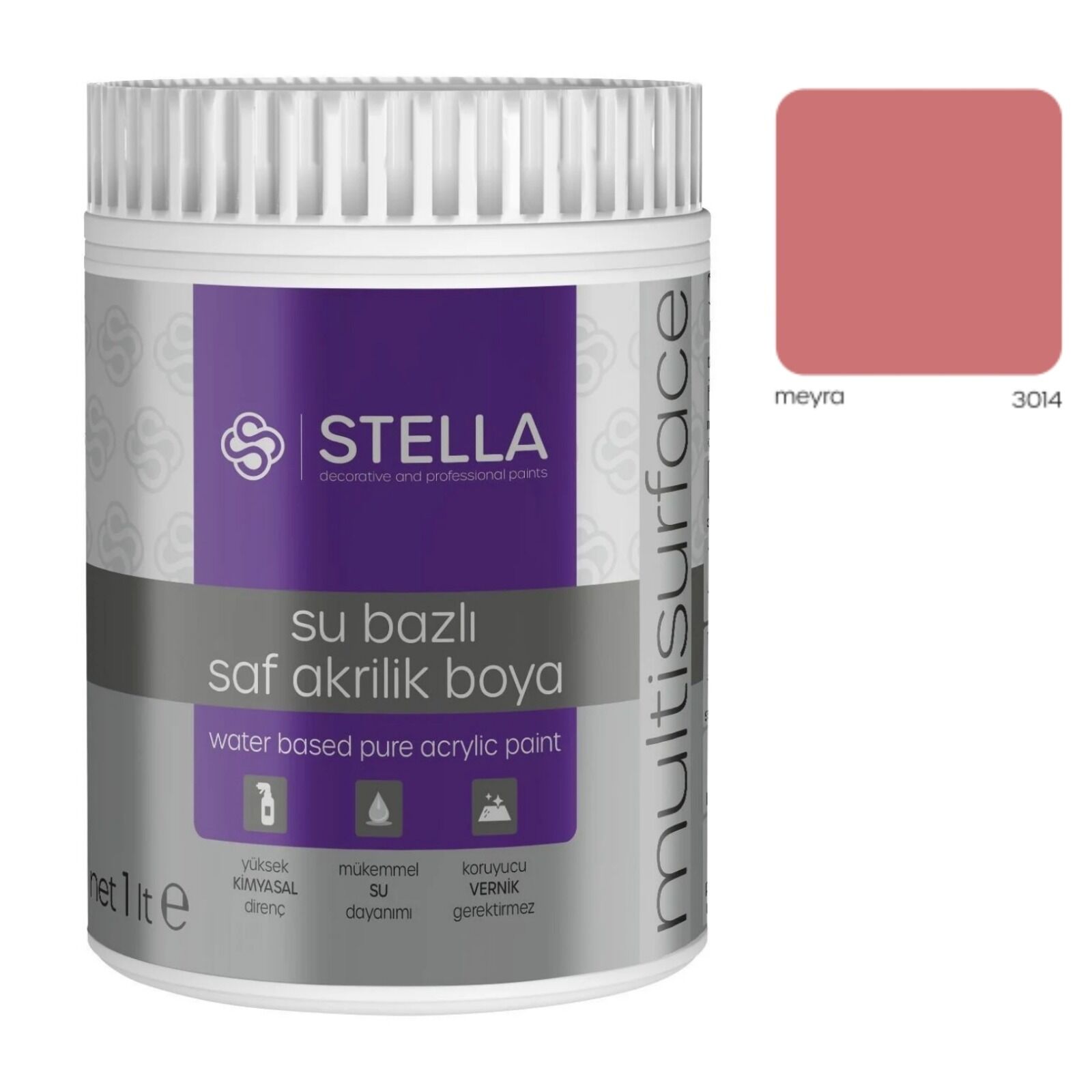 Stella Su Bazlı Saf Akrilik Boya (Meyra Ral-3014) - 1 Litre