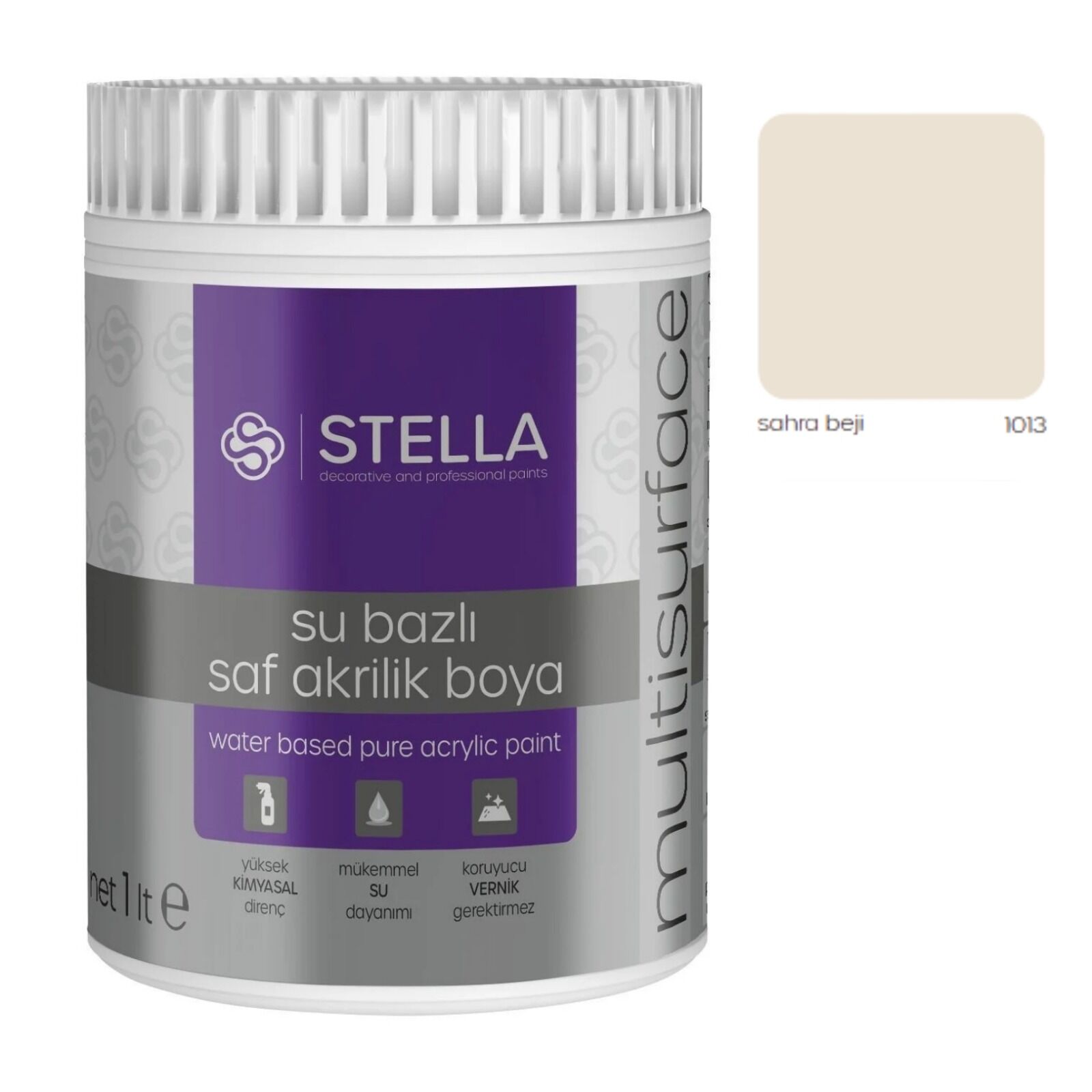 Stella Su Bazlı Saf Akrilik Boya (Sahra Beji Ral-1013) - 1 Litre