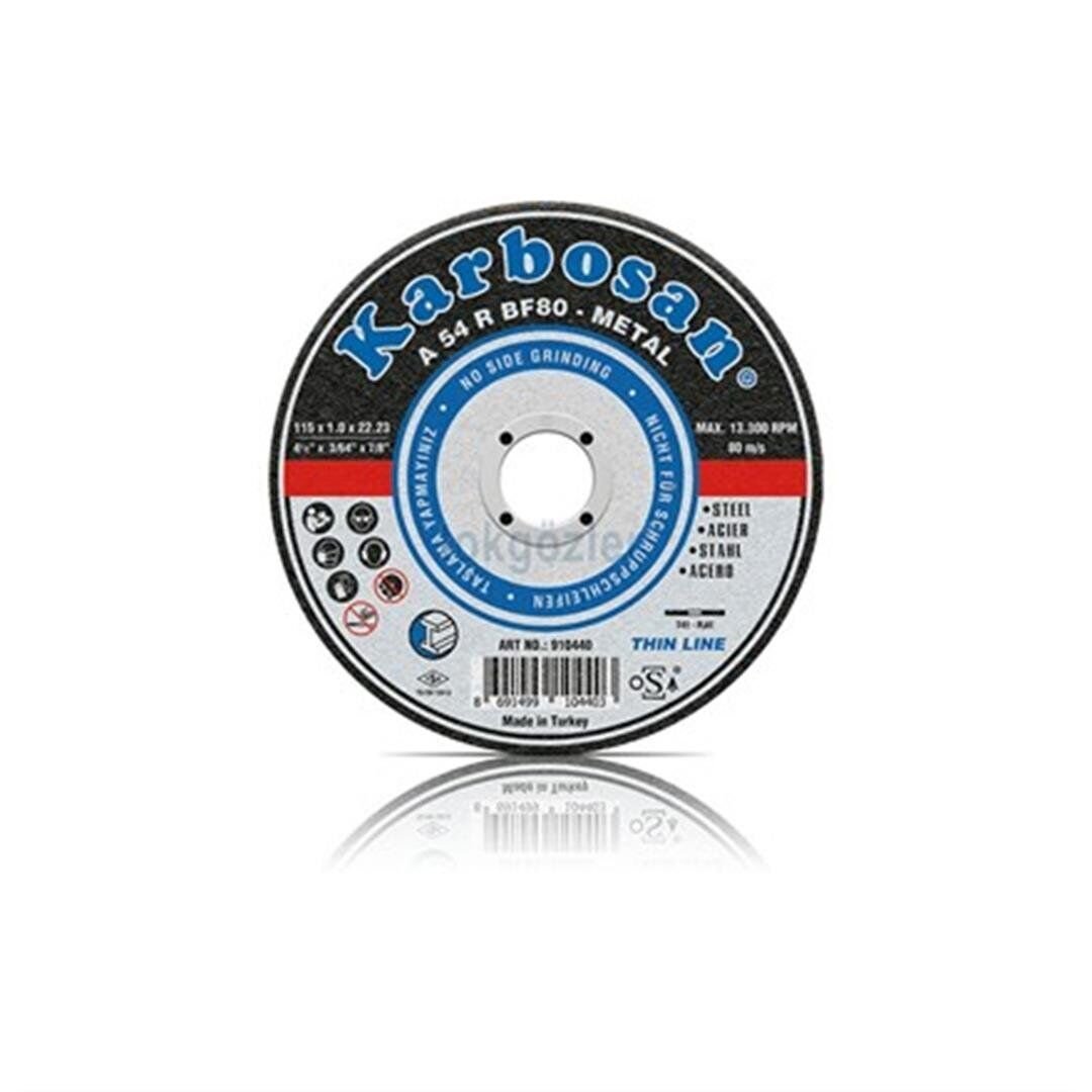 Karbosan İnce Metal Kesme Diski T41 Düz | 115 x 1.0 x 22.23