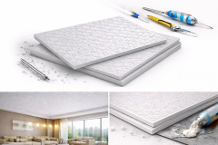 Stella Strafor Tavan Kaplama Desen 4 | 50x50 Dekoratif Panel 1 m² (4 Adet)