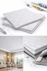 Stella Strafor Tavan Kaplama Desen 5 | 50x50 Dekoratif Panel 1 m² (4 Adet)