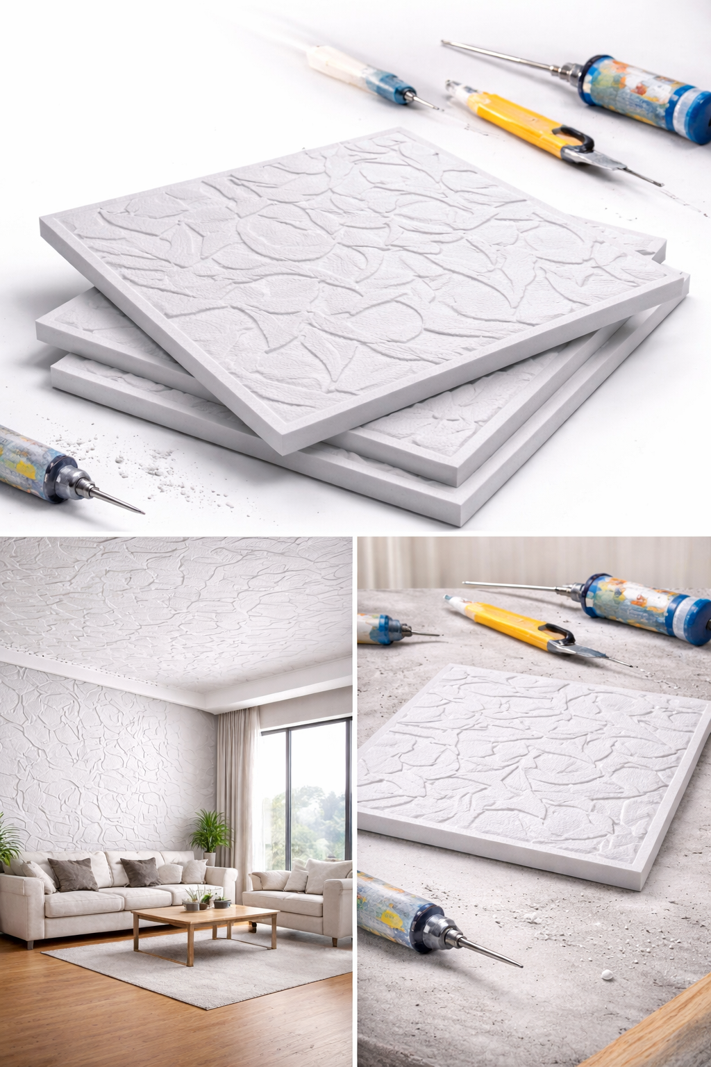 Stella Strafor Tavan Kaplama Desen 6 | 50x50 Dekoratif Panel 1 m² (4 Adet)