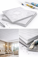 Stella Strafor Tavan Kaplama Desen 7 | 50x50 Dekoratif Panel 1 m² (4 Adet)