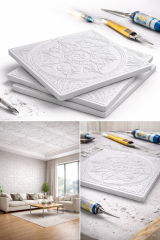 Stella Strafor Tavan Kaplama Desen 11 | 50x50 Dekoratif Panel 1 m² (4 Adet)