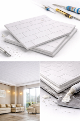 Stella Strafor Tavan Kaplama Desen 12 | 50x50 Dekoratif Panel 1 m² (4 Adet)