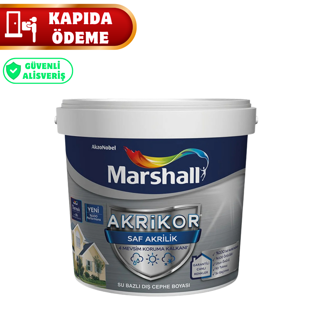 Marshall Akrikor Saf Akrilik 15 lt | Beyaz Dış Cephe Boyası