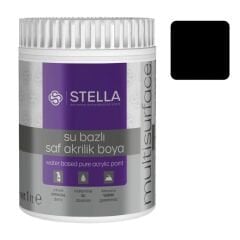 Stella Su Bazlı Saf Akrilik Boya Siyah 1 Litre