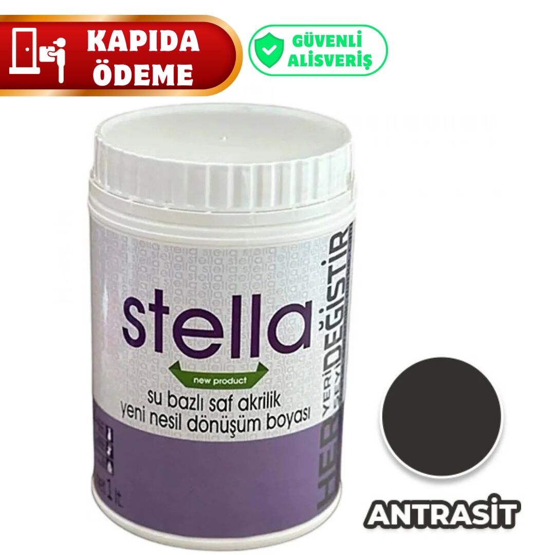 Stella Su Bazlı Saf Akrilik Boya Antrasit 1 Lt