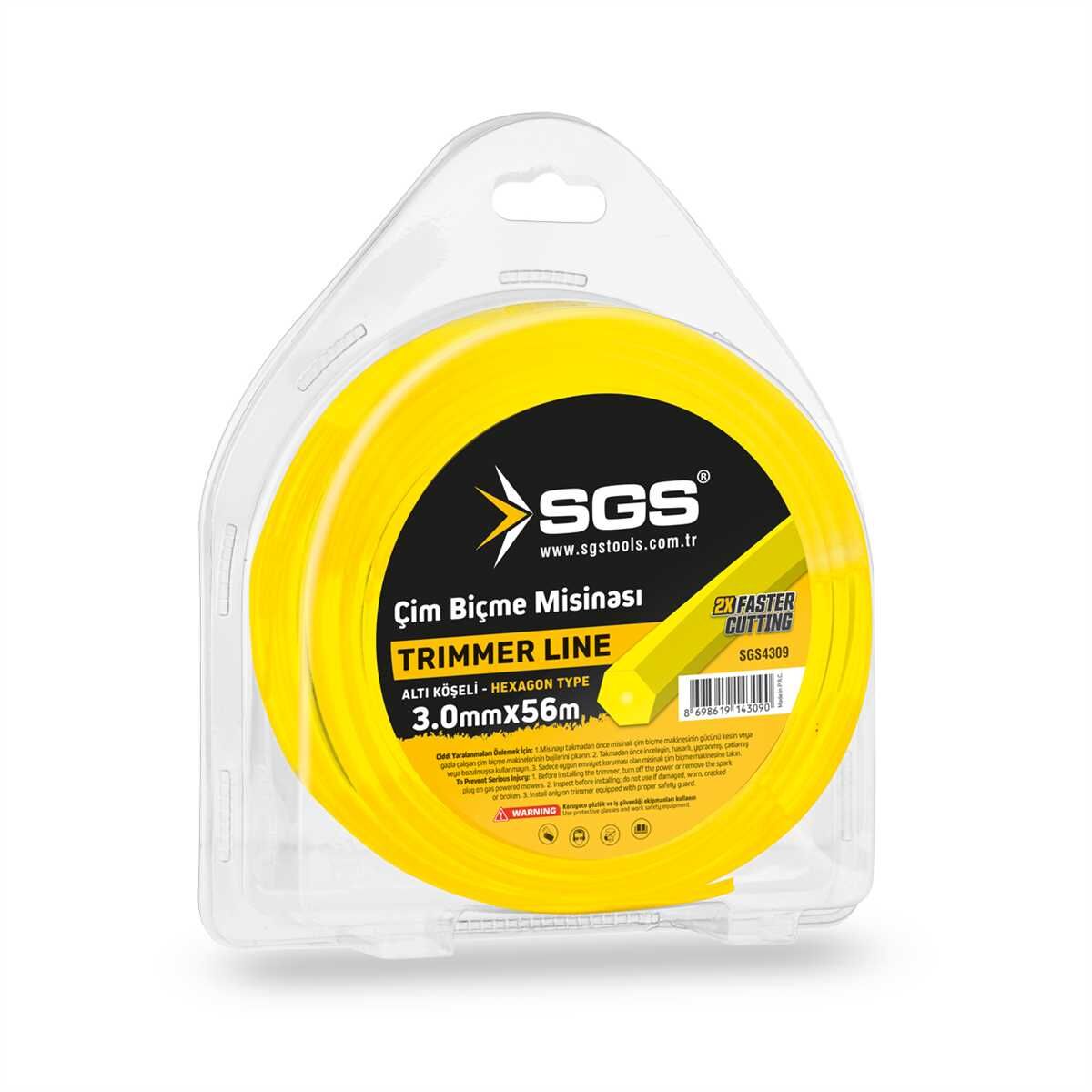 SGS Tırpan Misinasi 3 mm 56 m | Altıgen Sarı Ot Kesme İpi