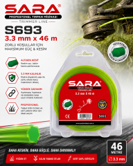 Sara 3.00 mmx46 m | Altı Köşe Sarı Tırpan Misinası