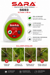 Sara 3.00 mmx46 m | Altı Köşe Sarı Tırpan Misinası