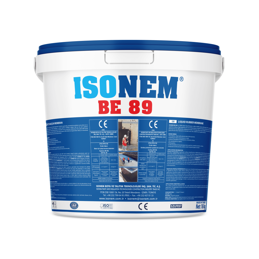 Isonem BE 89 Likit Kauçuk Su Yalıtımı 18 Kg | Bitüm Esaslı