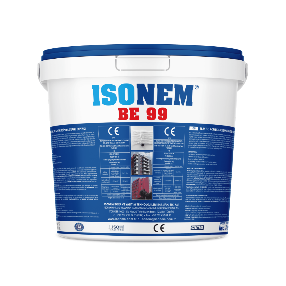 Isonem BE 99 18 Kg | Elastik, Su Geçirimsiz Dış Cephe Boyası