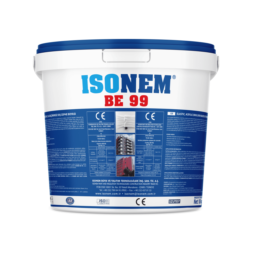 Isonem BE 99 18 Kg | Elastik, Su Geçirimsiz Dış Cephe Boyası