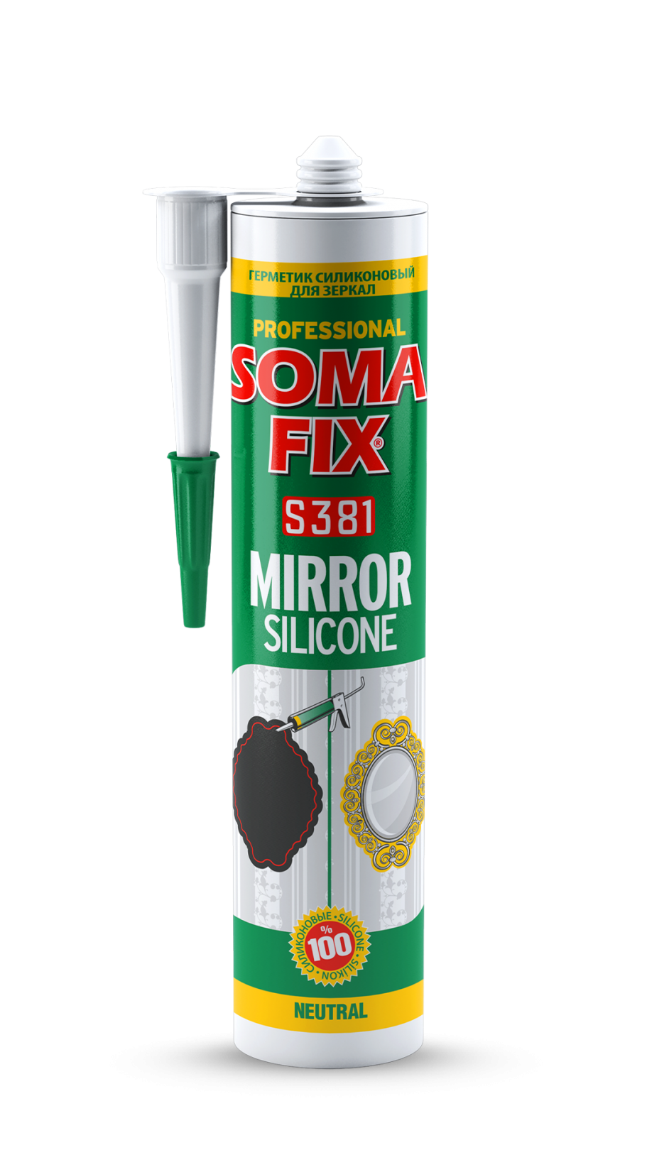 Somafix S280 Ayna Silikonu 280 ml | Şeffaf Nötr Yapışma