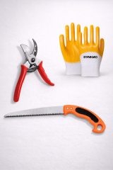 3'lü Bahçe Seti - Nitril Eldivenler, Dal Budama Makası ve El Testeresi