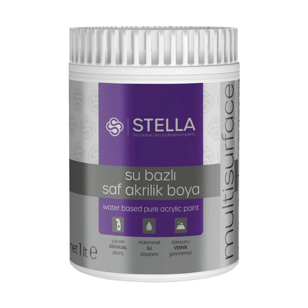Stella Su Bazlı Saf Akrilik Boya Beyaz  - 1 Litre