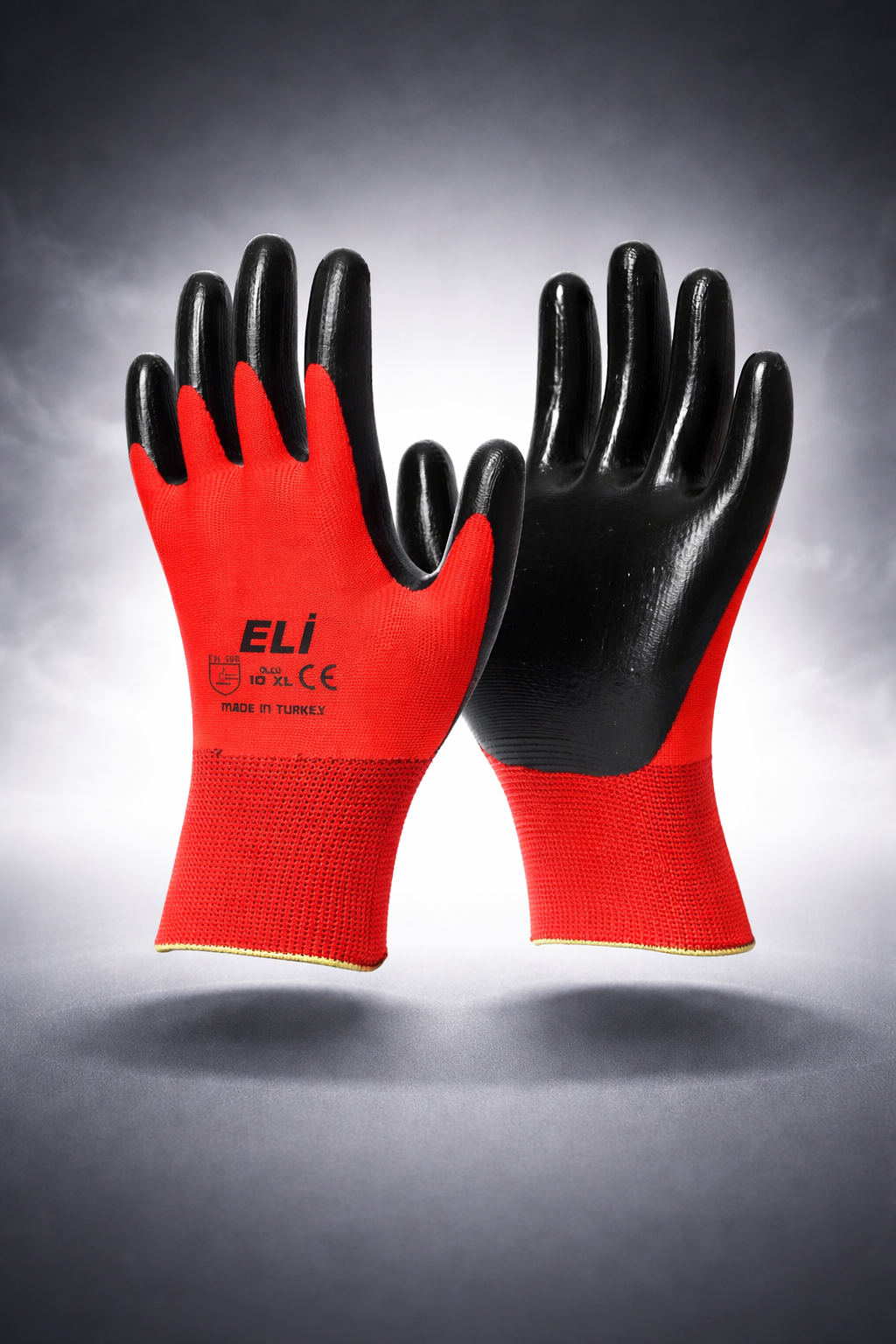 Nitril İş Güvenlik Eldiveni Kırmızı | XL 10 Çift - Paket