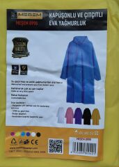 Meşem 8998 Eva Yağmurluk Siyah - Su Geçirmez PVC Kapüşonlu
