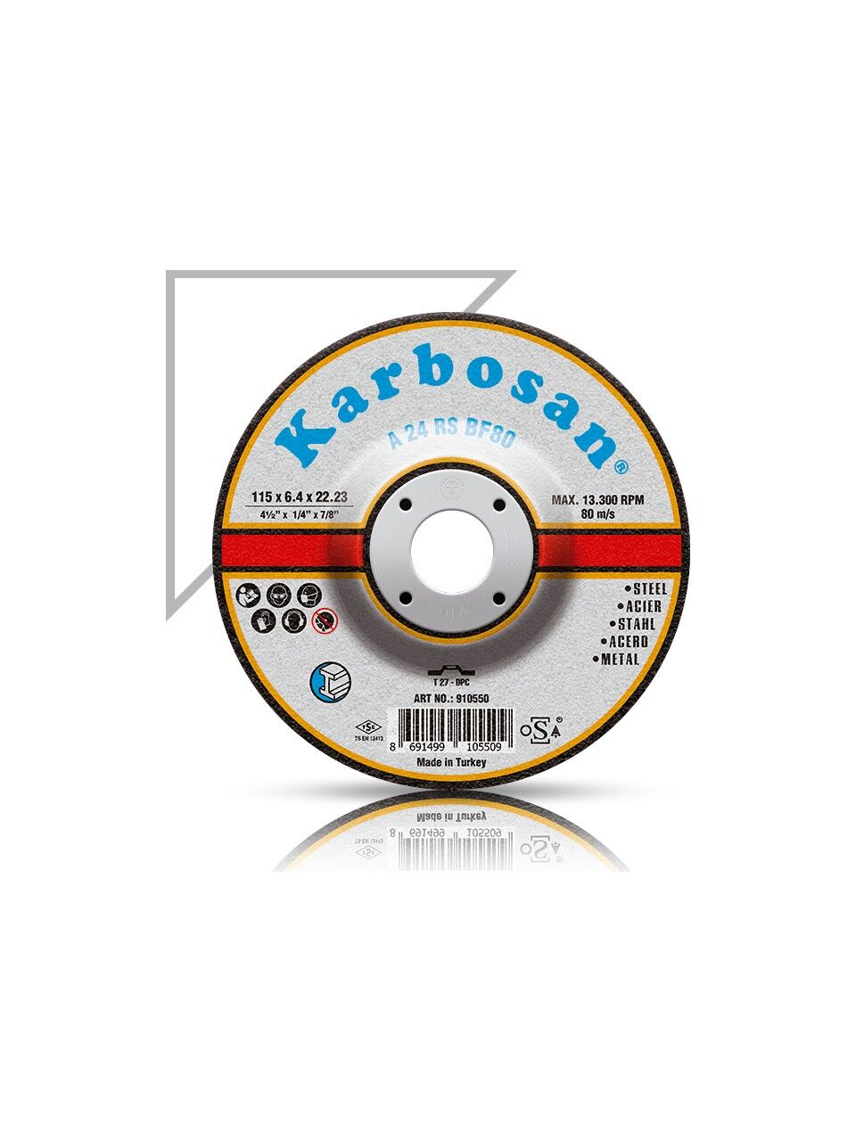 Karbosan Bombeli Metal Taşlama Taşı 115 mm – Yüksek Performanslı Taşlama