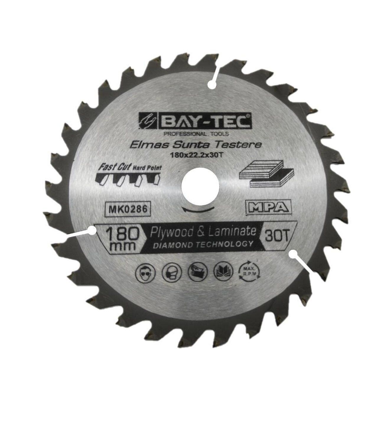 Bay-Tec Elmas Sunta Testere 180 x 22.2 mm 30 Diş MK0286