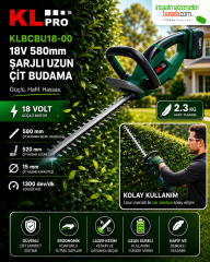 Çift Akülü 5 Ah Çit Budama Makinesi - KLpro KLBCB18-00
