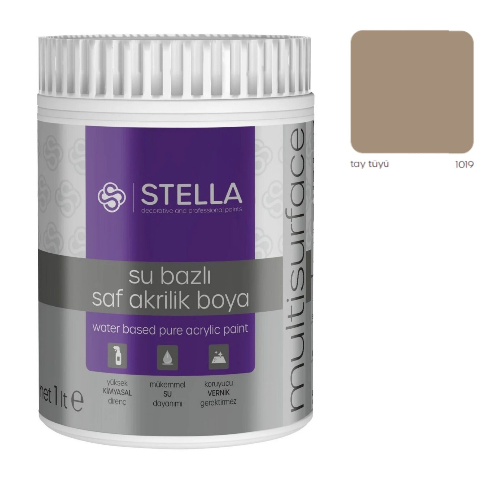 Stella Su Bazlı Saf Akrilik Boya (Tay Tüyü Ral-1019) - 1 Litre