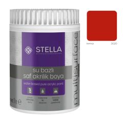 Stella Su Bazlı Saf Akrilik Boya (Kırmızı Ral-3020) - 1 Litre