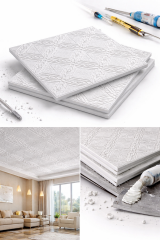 Stella Strafor Tavan Kaplama Desen 1 | 50x50 Dekoratif Panel 1 m² (4 Adet)